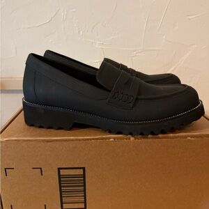 VANELI Elegant Black Leather Slip-On Loafers - Size 9.5